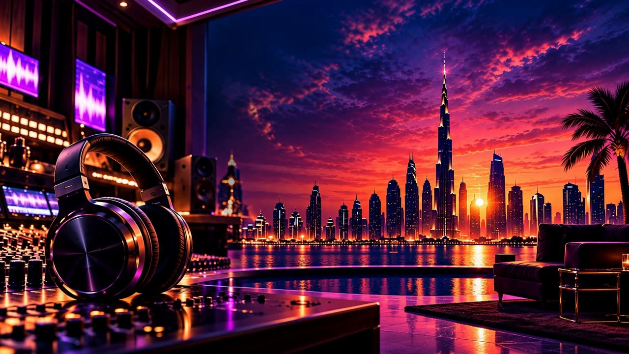 DXB Records headphones on a mixing console